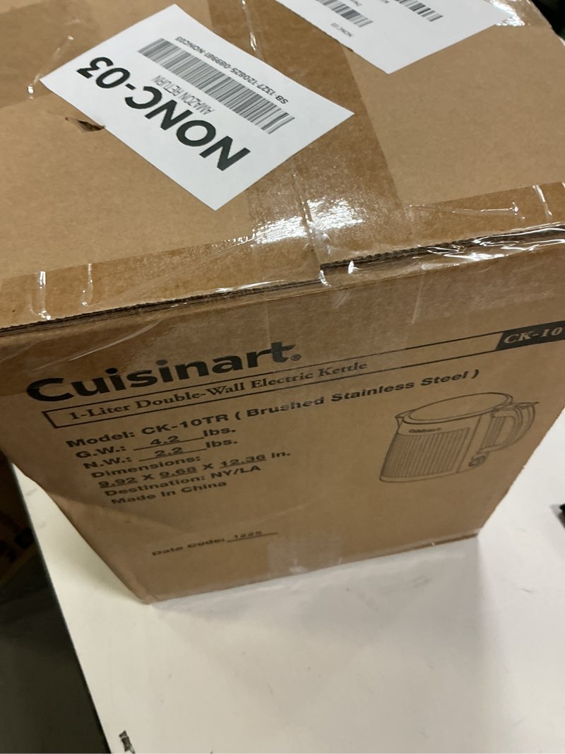 Condition photo showing New/Like New for Cuisinart Soho 1-Liter Double Wall Electric Hot Water Kettle, Tea Kettle with Stainless Steel Interior, One Touch Operation to Boil Water for Tea, Hot Cocoa, or Instant Oatmeal, CK-10BK, Black Black 1.1 Quarts