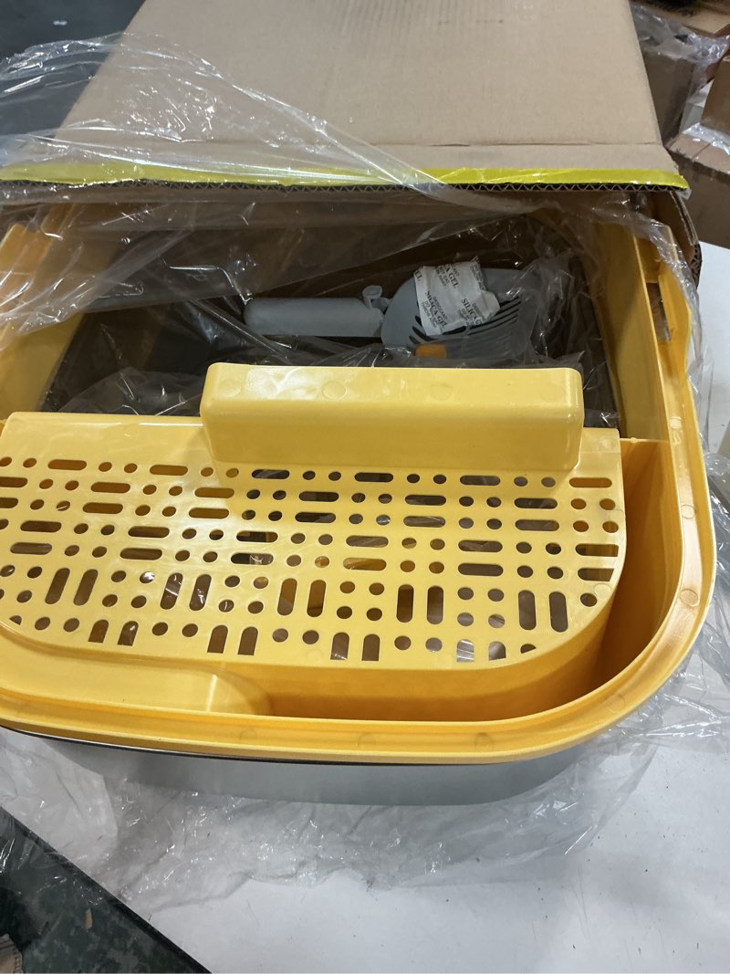 Condition photo showing Good Condition for 3-in-1 Convertible Cat Litter Box, ABS + Stainless Steel Pan, Enclosed Low Entry High Sided Box with Litter Trapping Grid, 23.1x16.93x14.1 Inch, for Senior Kittens & Large Cats?Yellow?