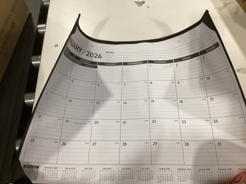 Condition photo showing New/Like New for GuassLee Desk Calendar 2026, 19-Month Academic Calendar, Sep. 2025 to Mar. 2027, 17x11.5 Inch School Year Paper Calendar Desk Planner with Julian Date and Ruled Blocks for Office Home Sept 1 pack 17"x11.5"