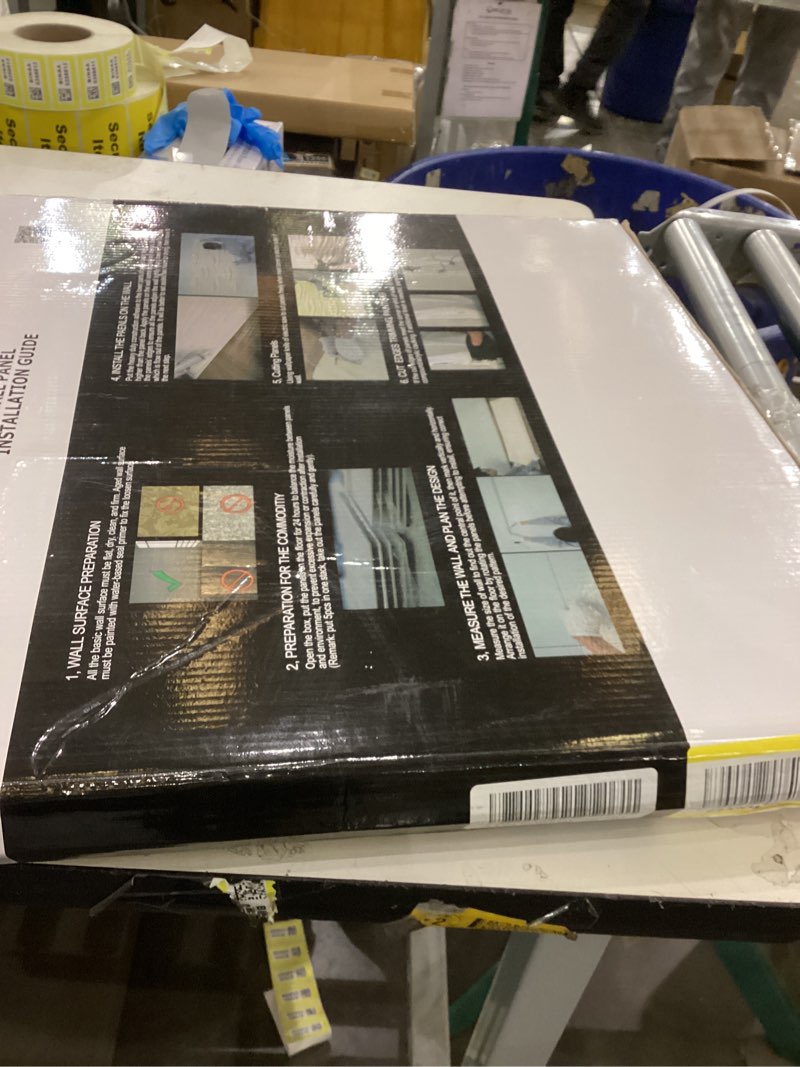 Condition photo showing New/Like New for Art3d 19.7" x 19.7" (Pack Of 12) Wall Panel Rectangle, Black Carbon Black 19.7" x 19.7"