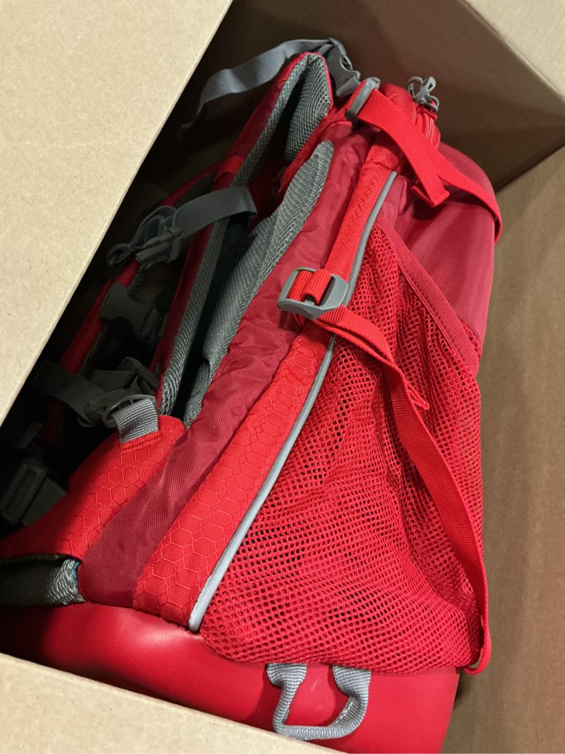 Condition photo showing Good Condition for kurgo g-train dog carrier backpack - comfortable travel bag for pets up to 25 lbs - waterproof bottom - multi-compartment pack - dog hiking gear - rugged adventure backpack - red