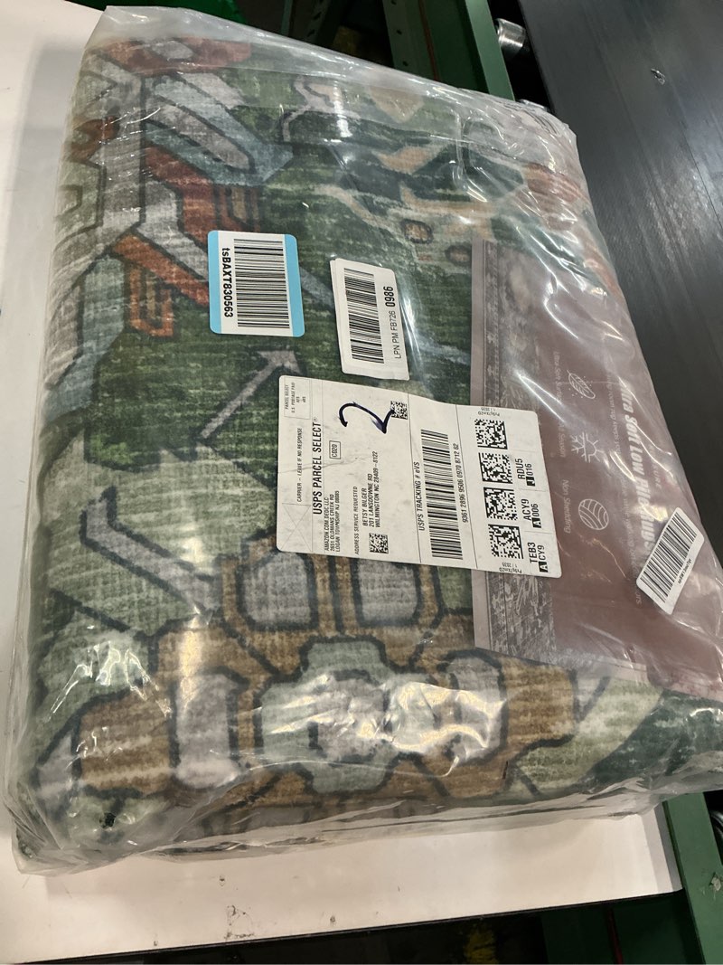 Condition photo showing New/Like New for RUGSURE Washable Area Rugs - Perfect for Living Room, Bedroom, Kids Room, Nursery - Stain & Water Resistant Non-Slip, Pet & Child Friendly, Vintage Tribal Area Rugs (Green, 8' x 10') Green 8' x 10' (Rectangular)