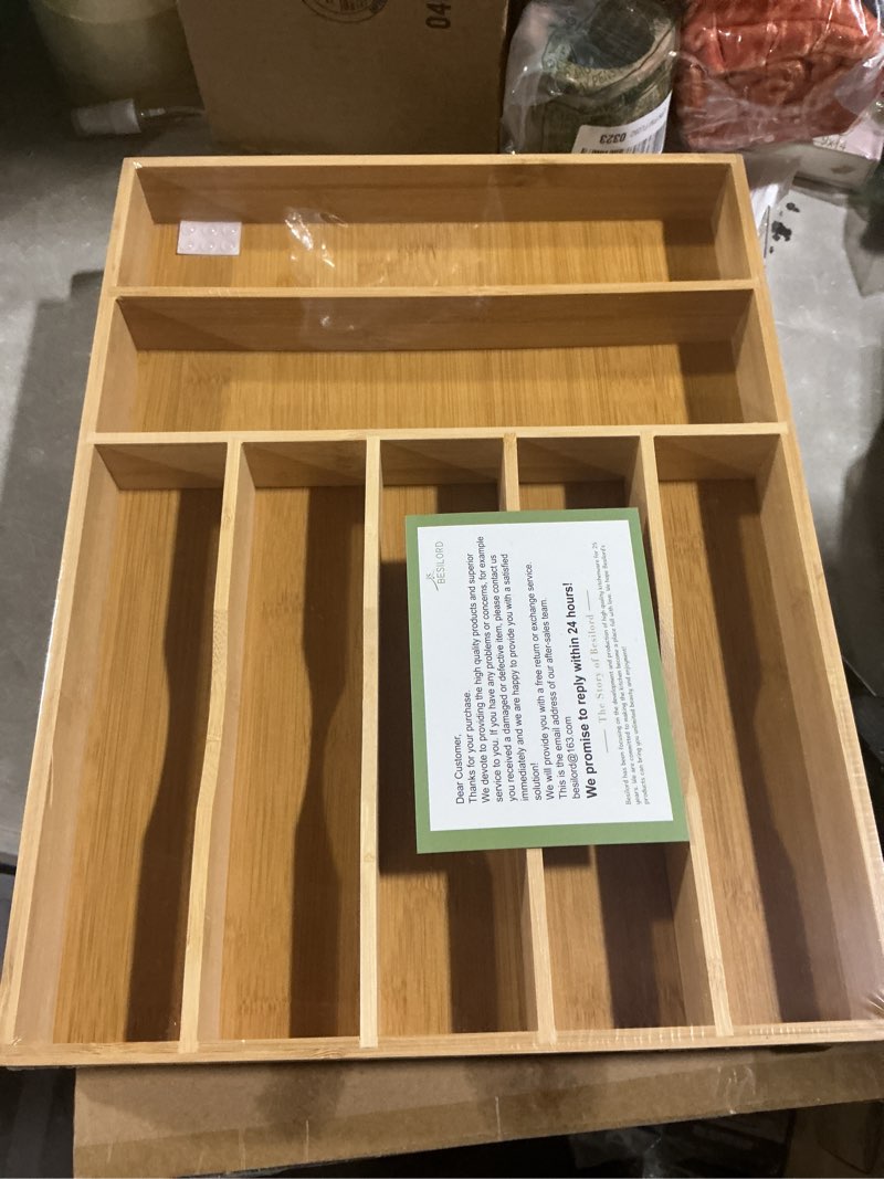Condition photo showing Good Condition for silverware organizer kitchen drawer organizer utensil organizer bamboo silverware holder cutlery organizer in drawer flatware organizer tray(7 slots, natural 7 slots natural