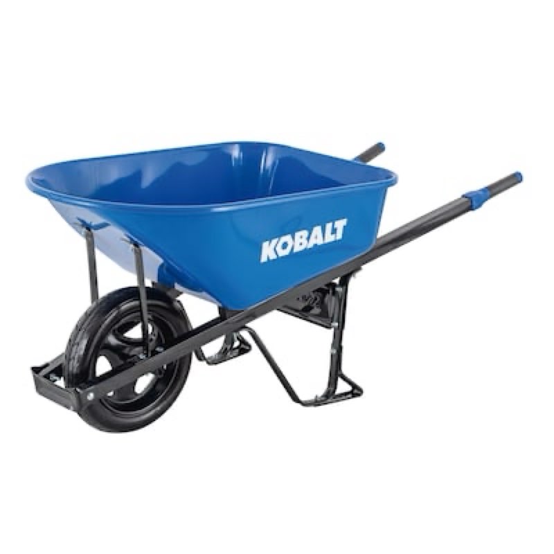 kobalt 6-cu ft 1 wheel steel push wheelbarrow flat-free tire
