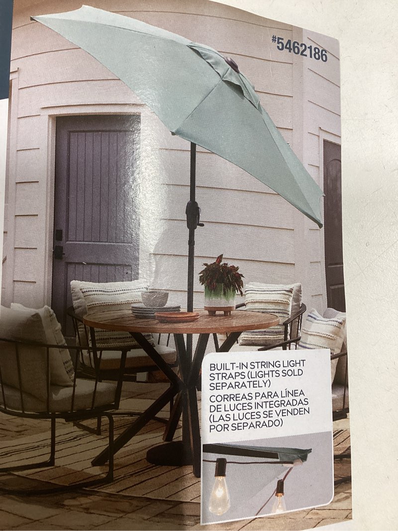 style selections 7.5-ft steel sage green market patio umbrella