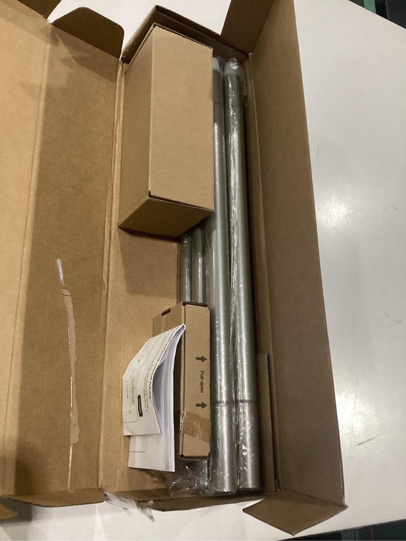 Condition photo showing New/Like New for curtain rods for windows 48 to 84 inch, usfook antique silver curtain rod, 7/8 inch telescoping splicing drapery rods with twisted cage finials