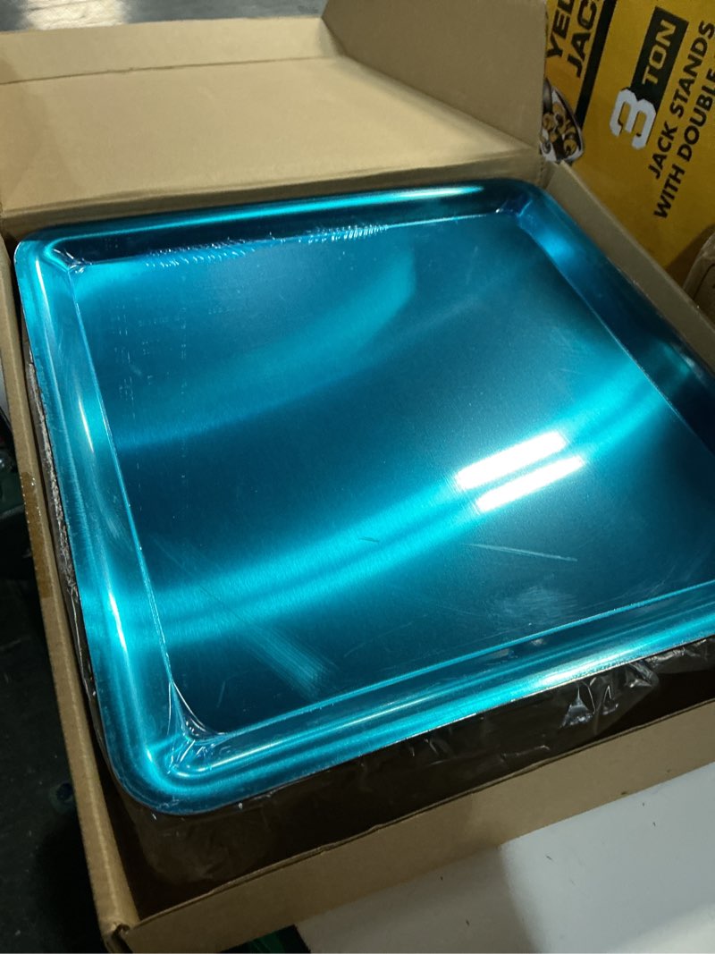 Condition photo showing Good Condition for baderke 2 set chilled serving tray for christmas parties ice chilled party platter charcuterie serving board cold dish dip with forks tongs for fruit seafood vegetable appetizer (11.81",silver) 11.81" silver 2