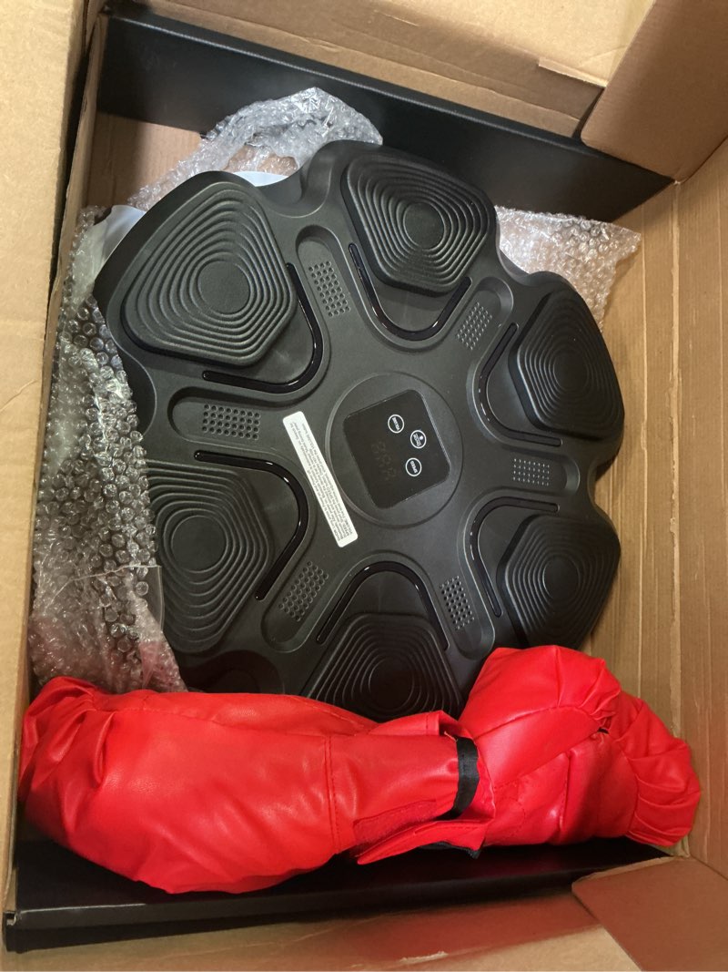 Condition photo showing As Is for Music Boxing Machine, Music Punching Trainer with Boxing Gloves, Wall Mounted Electronic Workout Punching Machine for Kids, 1 Pcs