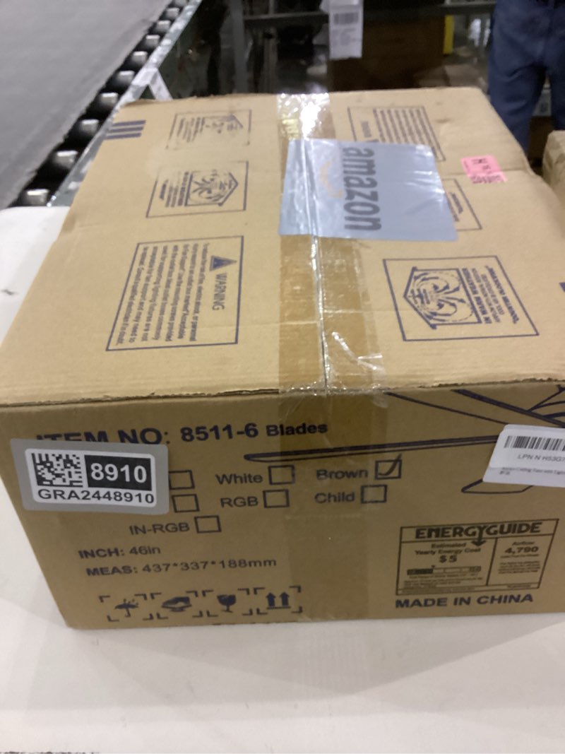 Asyko Ceiling Fans with Lights, 46" Low Profile Ceiling Fan with Light and Remote Control, Flush Mou