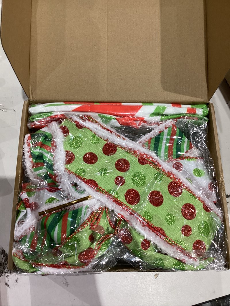 Condition photo showing New/Like New for Christmas Tree Decoration Set Include Christmas Tree Bow Topper Polka Dot Bow Wreath Christmas Candy Tree Skirt 12 Hanging Xmas Ball Ornaments for Winter Holiday Tree Home Decor Christmas-1