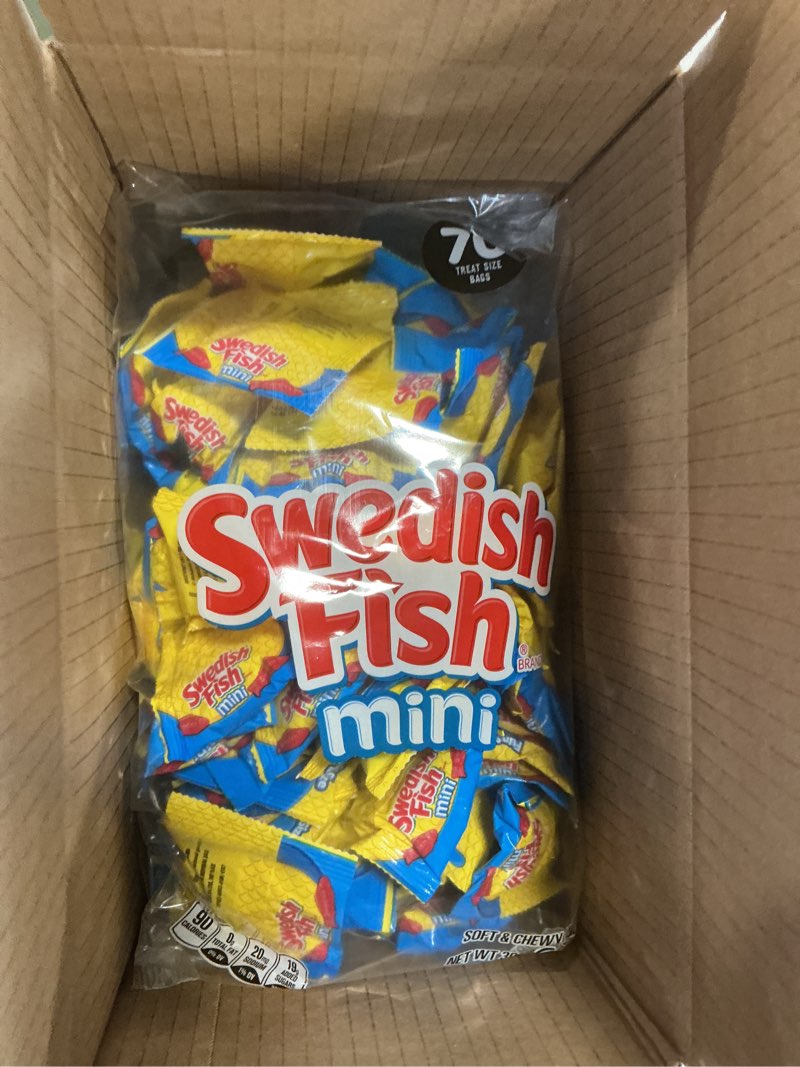 Condition photo showing New/Like New for SWEDISH FISH Mini Soft & Chewy Candy, Bulk Candy, 140 Snack Packs best by July 12 2026
