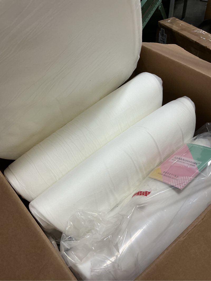 Condition photo showing Good Condition for AAAAAcessories D-Shaped Chair Cushions, 2" Thick Dining Chair Pads with Ties and Removable, Machine-Washable Cover, 17" x 16", Set of 6, Natural Linen Natural Linen 6 Count(Pack of 1)