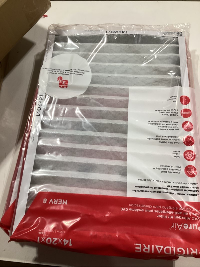 frigidaire pureair® 14x20x1 merv 8 hvac air filter - 4 pk 14 x 20 x 1 merv 8 4 pack