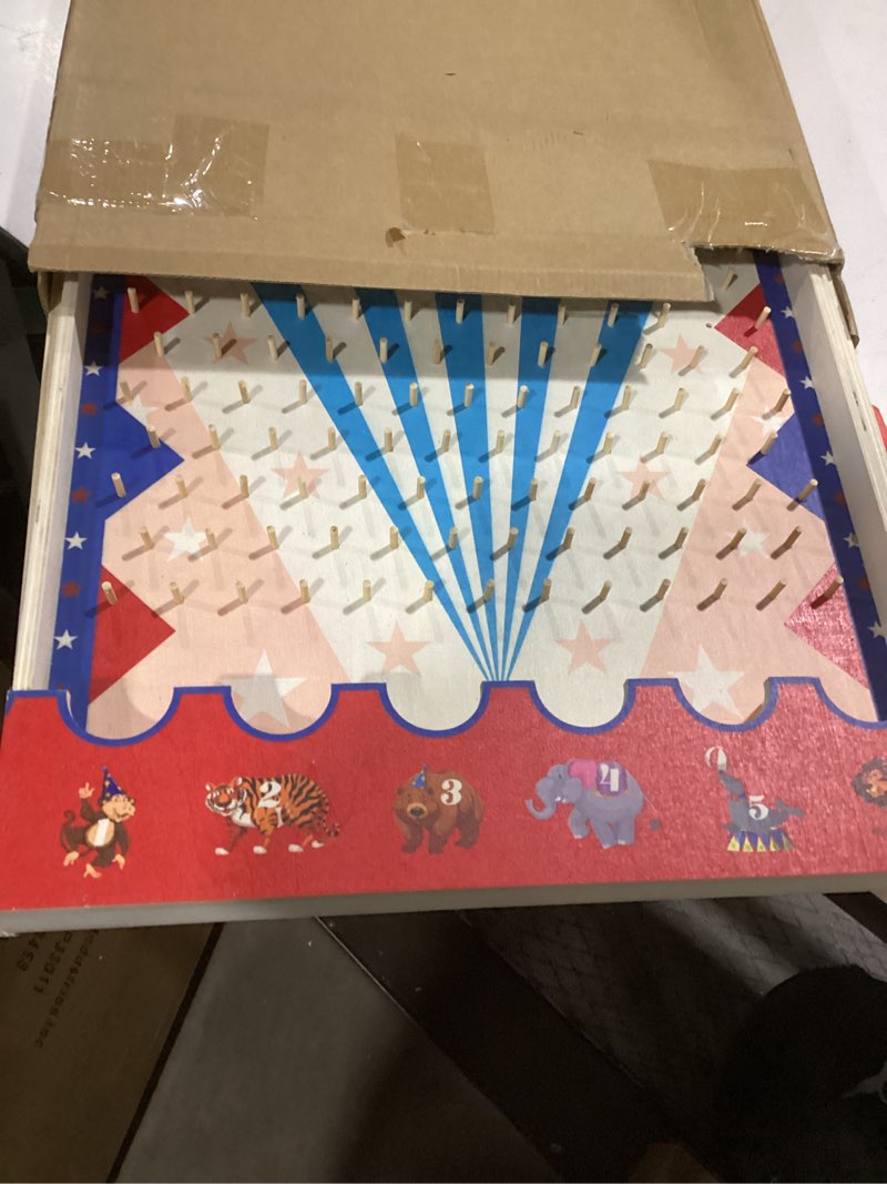 Condition photo showing Good Condition for Fulmoon Disk Drop Game with 8 Disks Halloween Carnival Circus Theme Christmas Party Fun Wood Family Board Game for Birthday Party Decorations Supplies Activities(30 x 17.7 Inch)