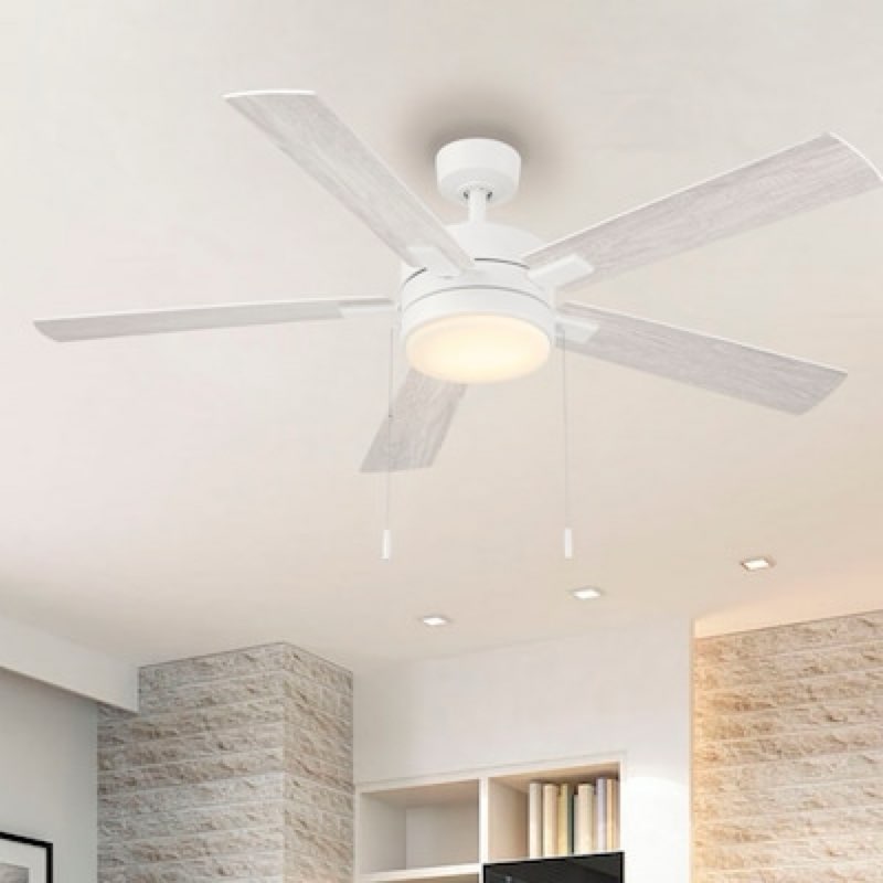 500+ bought last week harbor breeze ollington 52-in matte white with white/white oak blades led ceiling fan