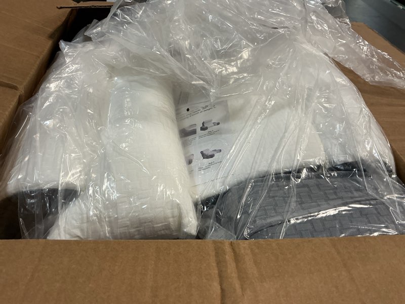 Condition photo showing Good Condition for 5pcs reading pillow for sitting in bed adult, 2 in 1 foldable back wedge pillow for sleep, ergonomic back support pillow with arms for watching tv, gaming, working, recovery, 19” white/grey white/grey-5pcs
