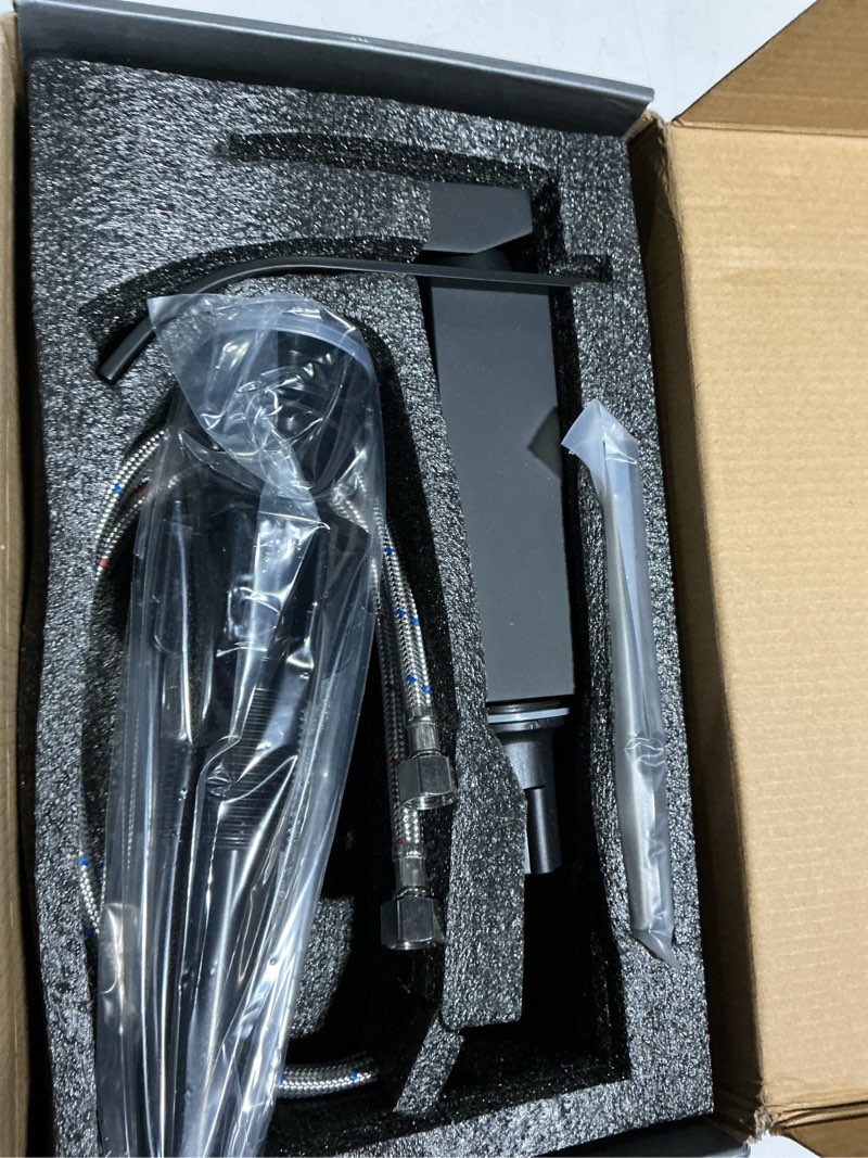 Condition photo showing Good Condition for matte black bathroom faucets, waterfall bathroom sink faucet modern single handle bathroom faucte 1 or 3 hole, rv mixer tap vanity faucet - includes pop-up drain supply hoses deck plate short a - black