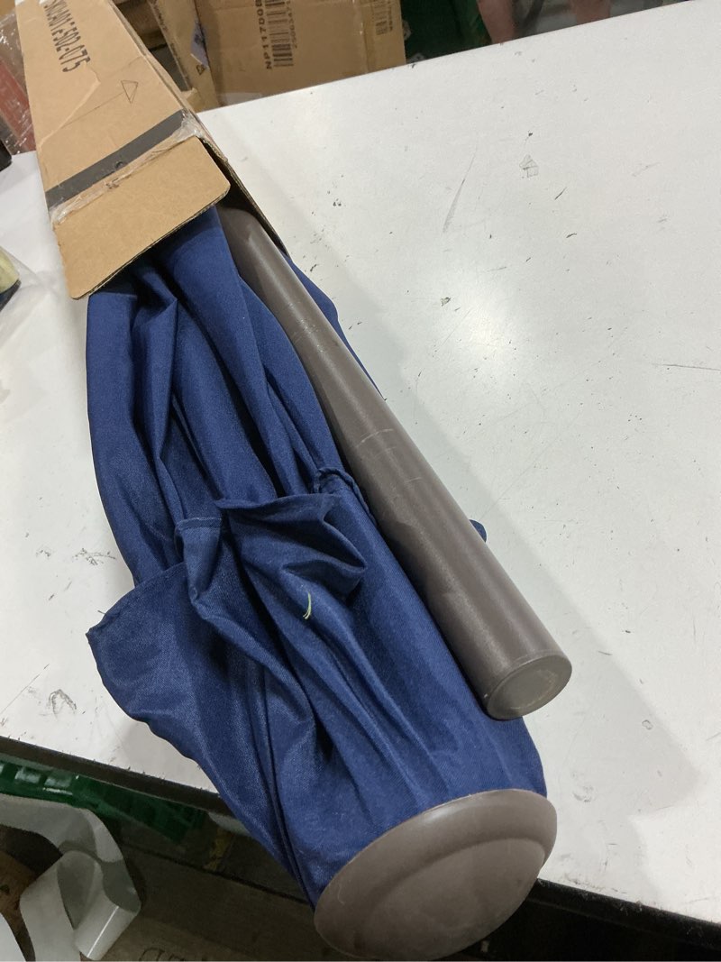 Condition photo showing Good Condition for jearey 7.5ft patio umbrella outdoor market umbrella with 6 sturdy ribs, push button tilt/crank table umbrella for garden, deck, backyard and pool, navy 7.5ft navy
