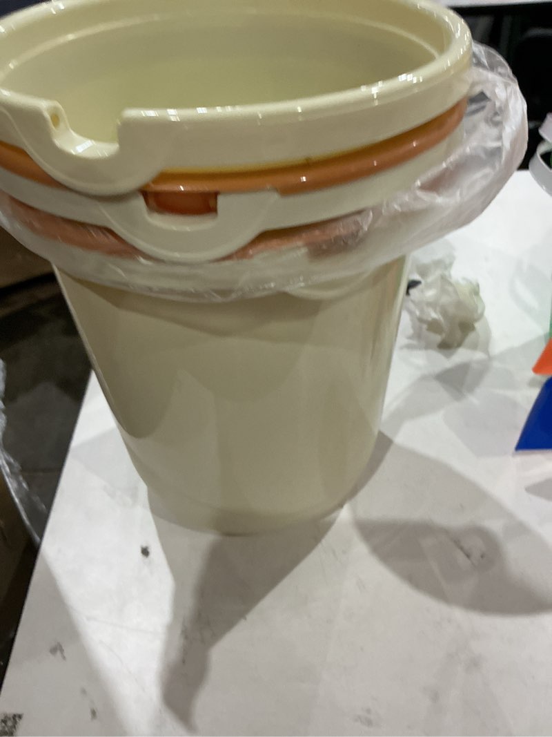 Condition photo showing New/Like New for missing pieces round trash can - compact wastebin for bathroom, kitchen, office, home use - yellow - 1.8 gallon