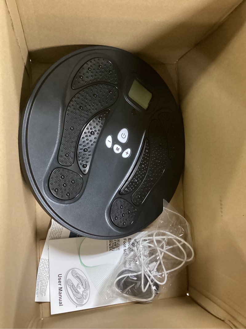 Condition photo showing Good Condition for Y&LJ EMS Foot Massager for Neuropathy and Circulation, Rechargeable TENS Foot Stimulator with 10 Modes & 50 Intensities, Pain Relief Foot Massager for Plantar Fasciitis, Gift for Mom Dad Black