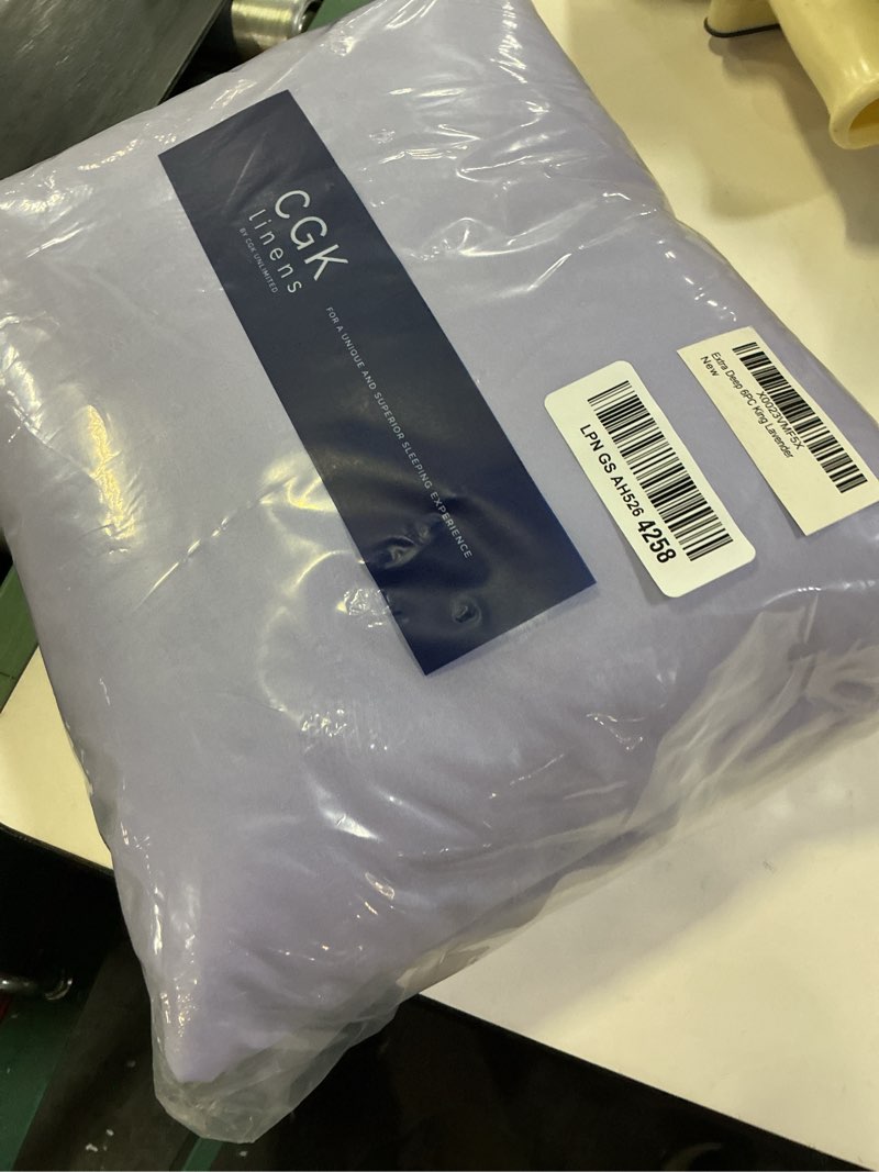 Condition photo showing New/Like New for extra deep king sheet set - 6 piece breathable and cooling sheets - hotel luxury bedding for women, men, kids & teens - easy & secure fit - soft, wrinkle free and comfy - extra deep pockets - lavender 35 - lavender king