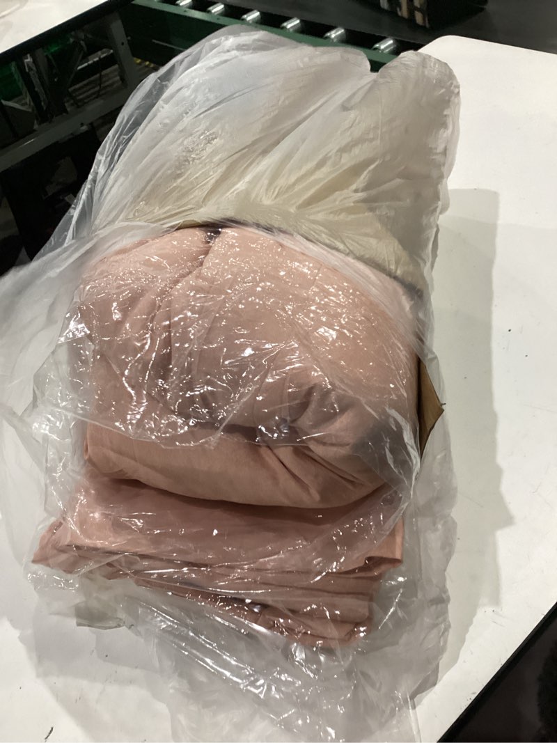 Condition photo showing Good Condition for bedsure full comforter set dusty pink - bed in a bag full size bedding set 7 pieces, gentlesoft™ pintuck bed set gift for family, all season down alternative comforter with sheets, pillowcases & shams full 29 - dusty pink