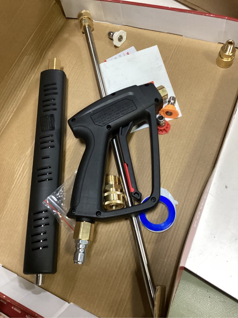 Condition photo showing Good Condition for yamatic pressure washer gun wand with swivel 3/8" plug & m22 coupler, stainless steel extension lance replacement for ryobi, simpson, craftsman power washer for foam cannon car wash, 4000 psi brass long gun