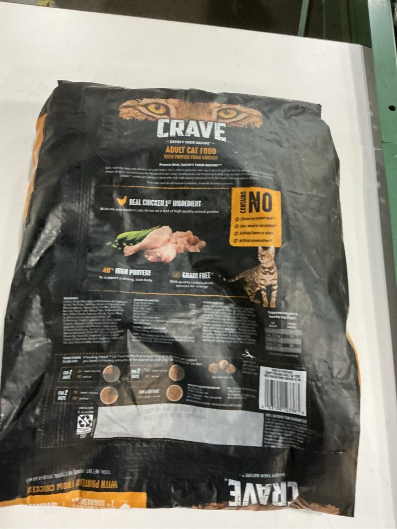 Condition photo showing New/Like New for CRAVE Grain Free Adult High Protein Natural Dry Cat Food with Protein from Chicken, 10 lb. Bag Adult Chicken 10 Pound (Pack of 1)(BEST BY 03/25/2026)