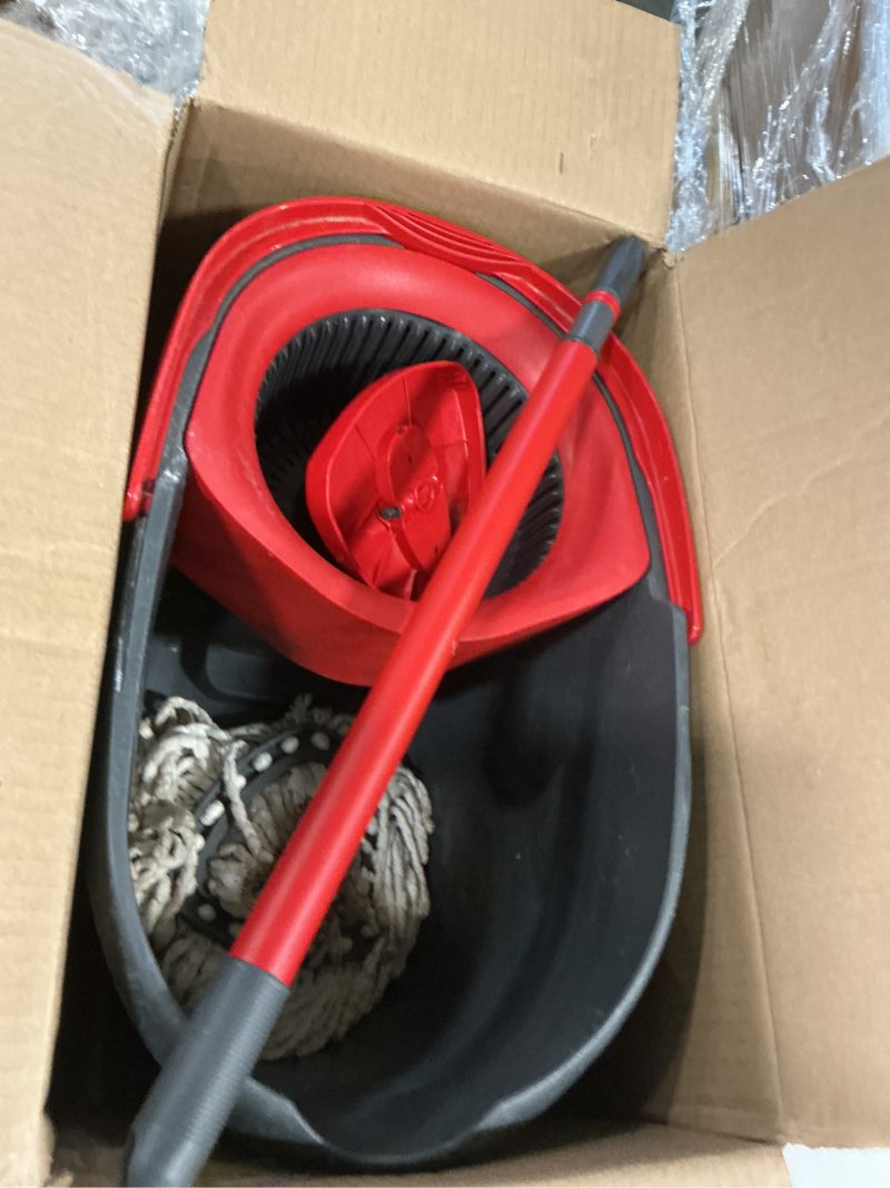 Condition photo showing As Is for O-Cedar EasyWring Microfiber Spin Mop, Bucket Floor Cleaning System, Red, Gray, Standard