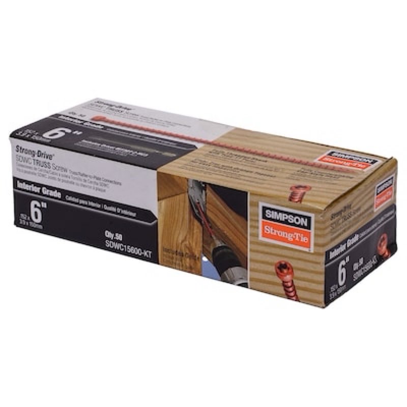 simpson strong-tie strong-drive sdwc #7 x 6-in clear zinc interior trim screws ( 50 -per box )
