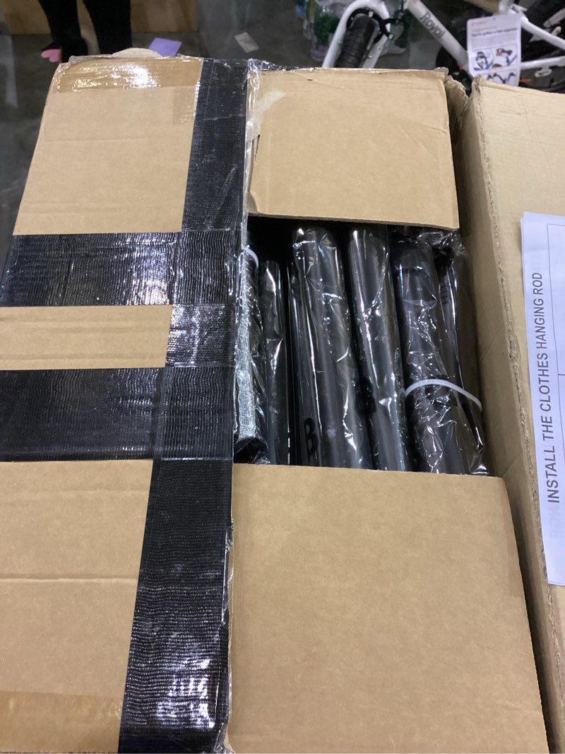 Condition photo showing As Is for Goovilla Room Divider for Room Separation, Tension Curtain Rods No Drilling, 4-10ft(H) 28-171inch(W) Adjustable Temporary Privacy Wall Divider, Heavy Duty Freestanding Space Partition Separator, Black 28-171 inch Black