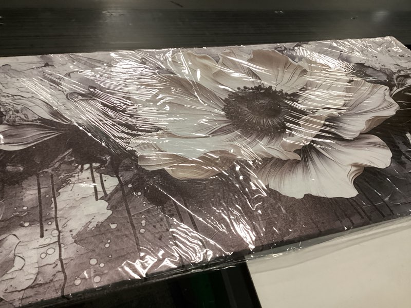 Condition photo showing Good Condition for Flower Wall Art for Lving Room, Blue Black and White Canvas Wall Decor for Bedroom, Floral Picture Print Artwork for Office, Size 59 x 29 Inches Framed FLOWER-14[F] 59\"L x 29\"W (similar 