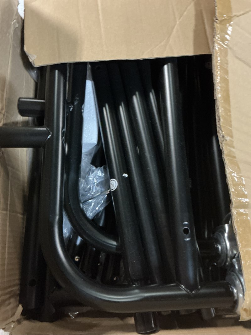 Condition photo showing As Is for MISSLO Heavy Duty Clothes Rack for Hanging Clothes Rolling Clothing Rack Heavy Duty on Wheels for Coat, Garment, Matte Black (Double Rod) Matte Black Double Rod