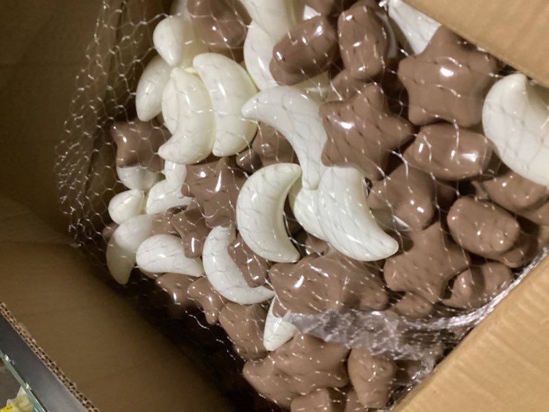 Condition photo showing Good Condition for GOGOSO Ball Pit Balls Stars Moon Shapes Plastic Pitballs for Toddler Play Tent Baby Photo Props Kids Pool Water Toys Kiddie Pool Party Decor, Coffee+Beige Mix Cream Colors +Pearl Colors, 500PCS 500 balls Coffee+ Milktea+ Cream White+pearl Light Gray