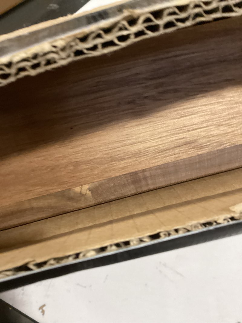 Condition photo showing As Is for acacia wood stove cover for gas & electric burners, 28.82”x20.83”x2.12'' (inner) noodle board with handles, cutting board with juice groove, serving tray (natural acacia)