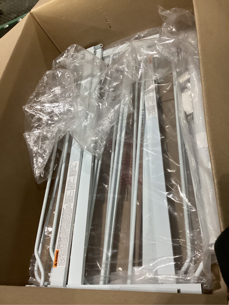 Condition photo showing As Is for Regalo Safety 36" Extra Tall and 49" Wide Baby Gate for Doorways & Bottom of Stairs, Pressure Mounted Walk Through Baby Gate for Toddlers & Pets, Tested & Safe, American Designed, American Owned White 29-49"W x 36"H