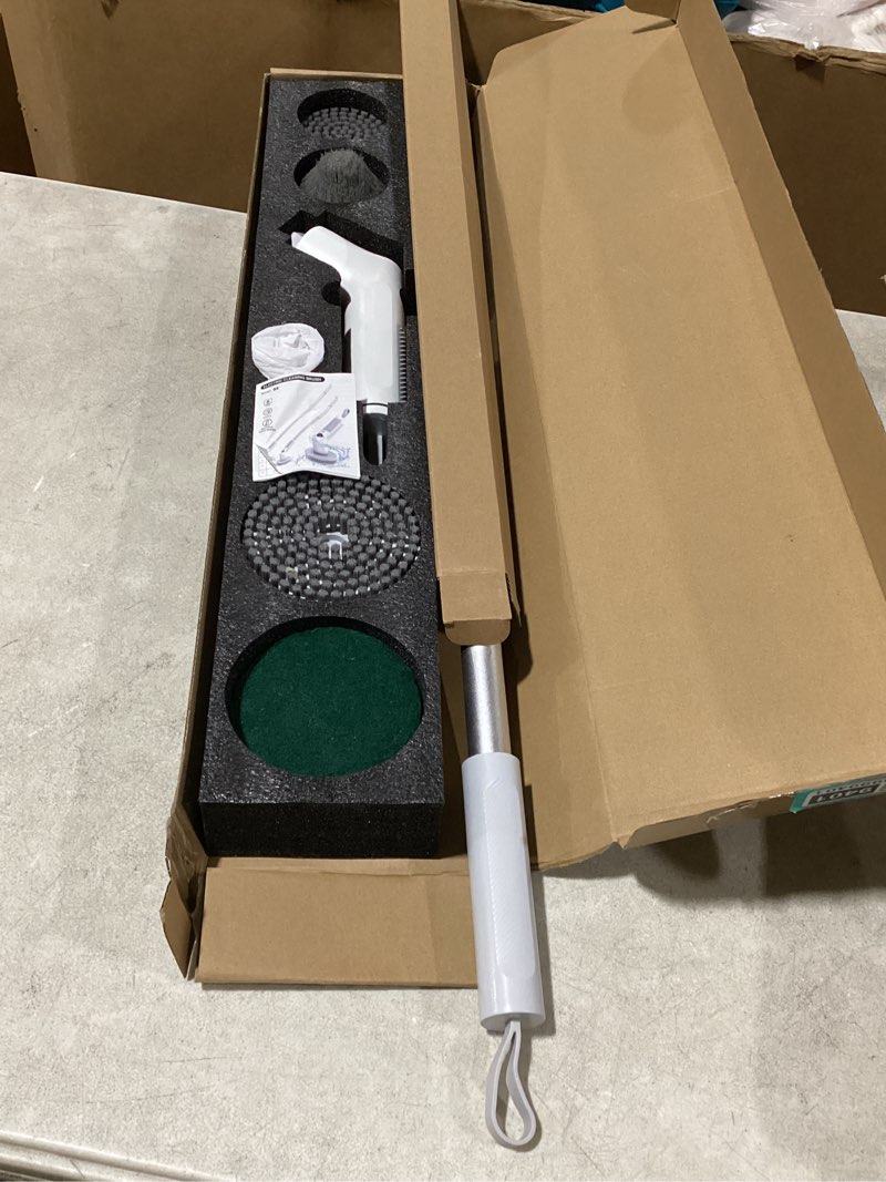 Condition photo showing New/Like New for electric spin scrubber, 2026 electric scrubber for cleaning 4000mah 2 speed shower scrubber with adjustable handle ipx7 waterproof long runtime scrub brush with 5 heads for bathroom kitchen tub cream