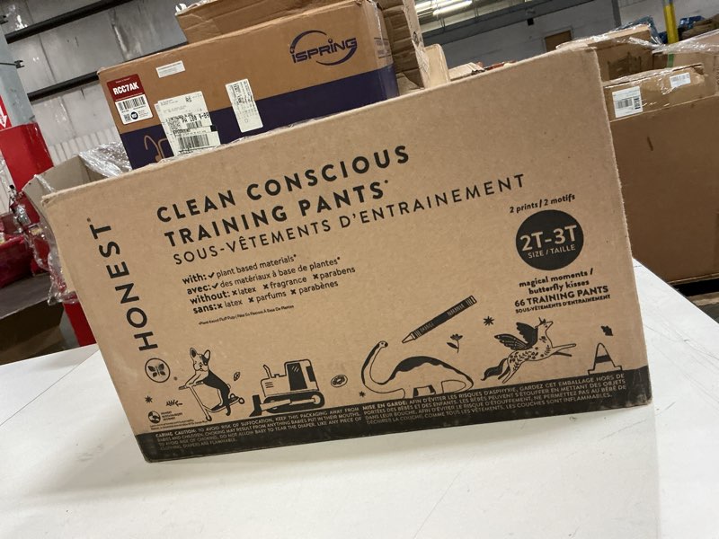 Condition photo showing New/Like New for The Honest Company Clean Conscious Training Pants for Sensitive Skin | Hypoallergenic, Fragrance Free | Rompin' & Stompin' + Diggin' It | Size 2T/3T (up to 34 lbs), 66 Count Rompin' & Stompin' + Diggin' It Size 2T/3T 66