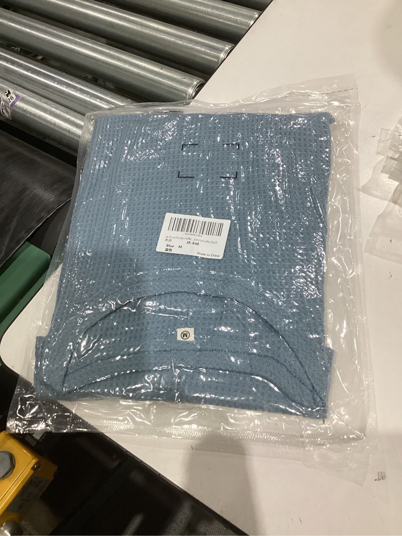 Condition photo showing New/Like New for Jar of Love Long Sleeve Shirts for Women Waffle Knit Tops Crew Neck Thermal Shirts Fall Outfits Fahsion Clothes Medium Blue