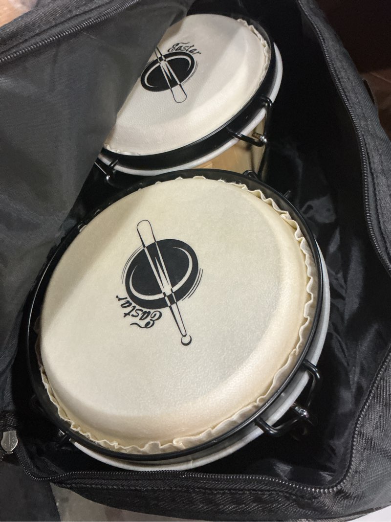 Condition photo showing Good Condition for Eastar Bongo Drums 6” and 7” Wood Percussion Instrument Bongos for Kids Adults Beginners Natural Finish, EBO-1 Wood Style