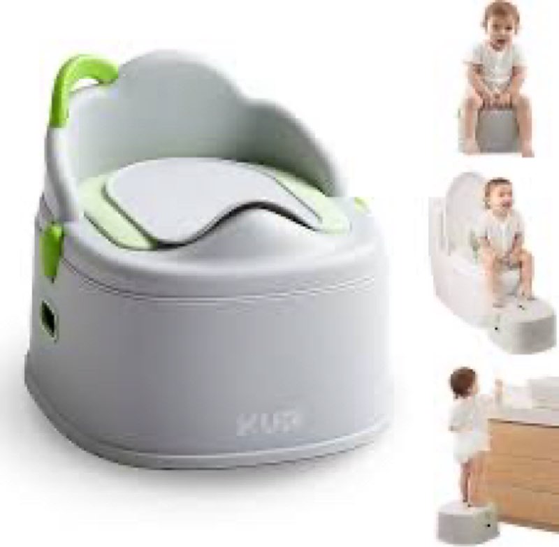 KÜB 3-in-1 Potty Training Toilet (Chair, Seat, Step Stool) - 9 CM Splash Guard, One-Click Assembly, 