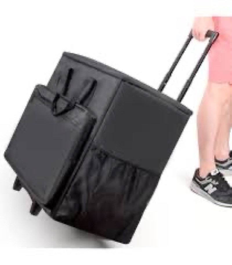 BUBM PC Carrying Case on Wheels, Desktop Travel Bag with Detachable Trolley for PC Tower, Monitor, K