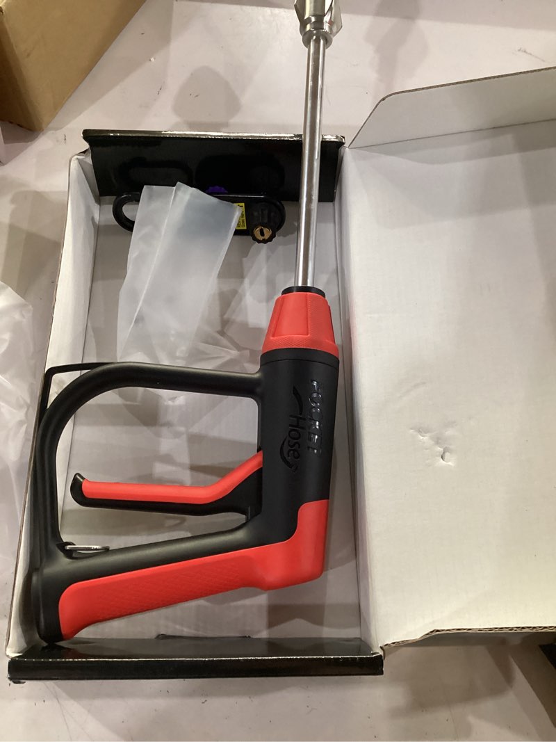 Condition photo showing As Is for pocket hose arrow customizable spray nozzle, as seen on tv | flow force tech, 4 precision tips, jet stream to gentle watering, rust-resistant, non-slip grip, ideal for car wash