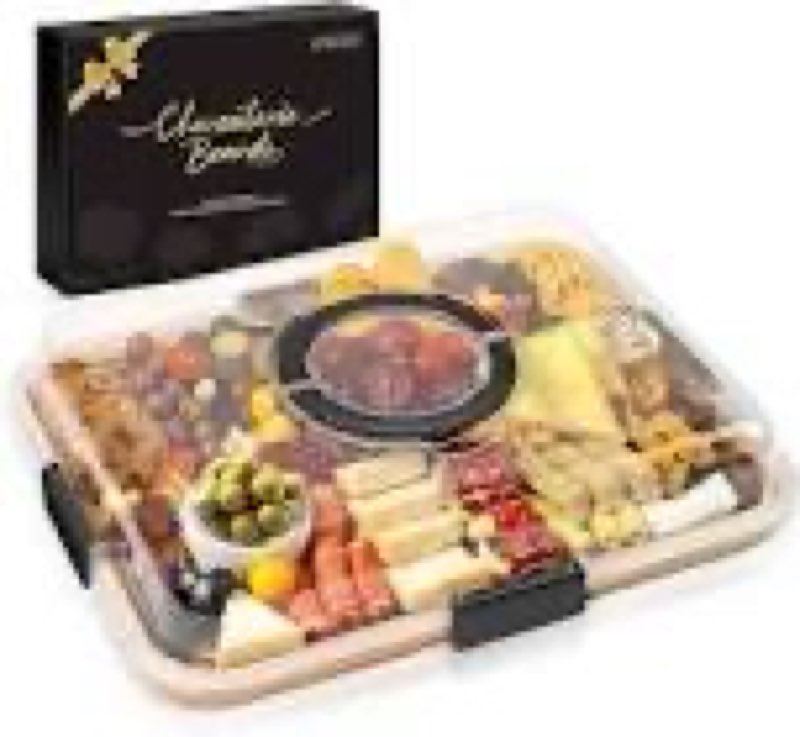charcuterie board with clear lid, travel portable cheese board charcuterie boxes cutting boards for 