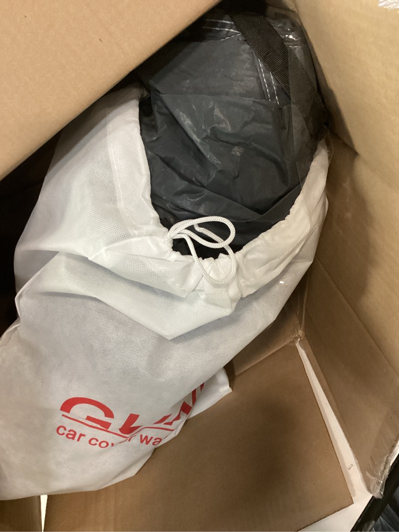 Condition photo showing As Is for 16 Layers Car Cover Waterproof All Weather, Heavy Duty Full Exterior Cover Universal Fit Coupe Ford Mustang/Shelby, Chevrolet Camaro/Corvette, Kia Optima, Audi A4/A5, BMW 5 Series 525i etc. 0 Coupe Car Cover 0 Fit Coupe Length 186-193 inch