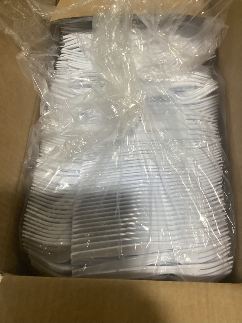 Condition photo showing Good Condition for focusline 1000 count white plastic forks, disposable forks bulk, heat resistant plastic silverware for take out restaurants, family gatherings, outdoor activities 1000 forks