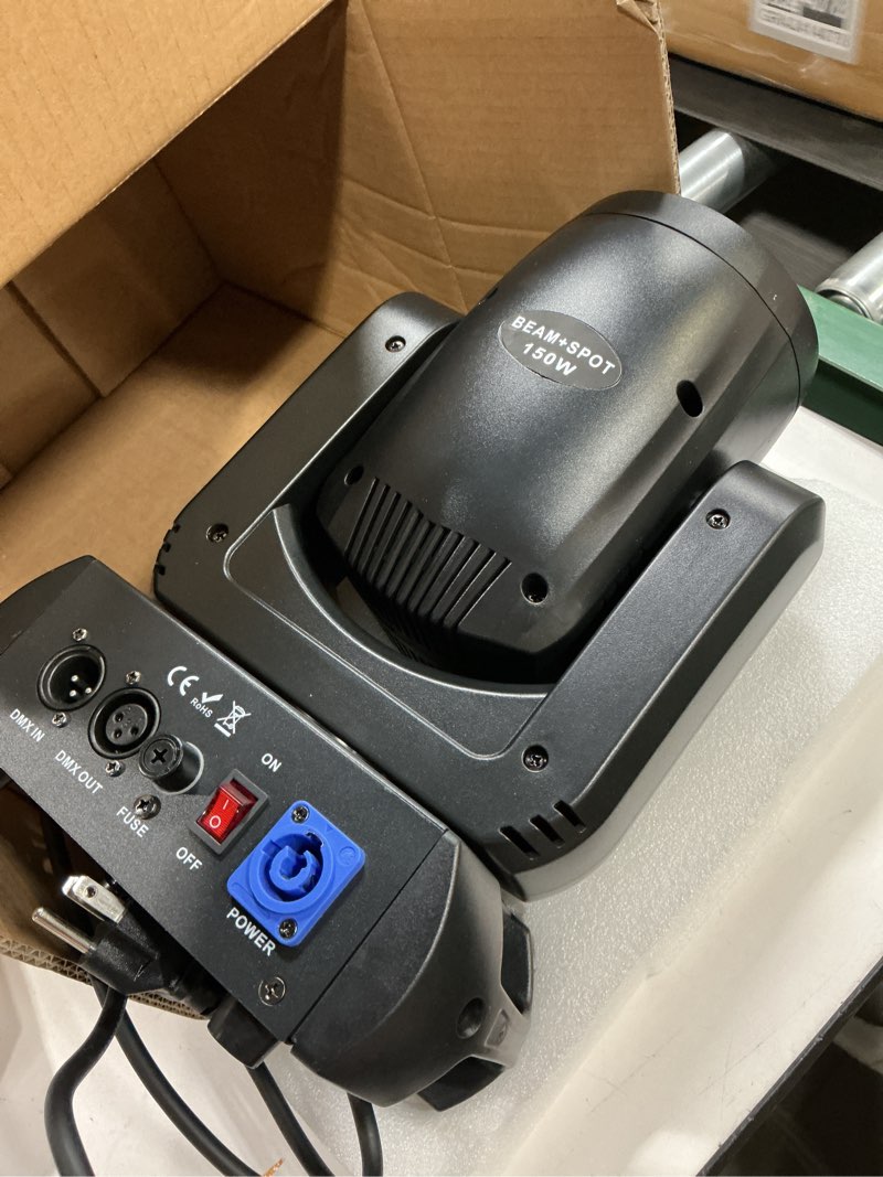Condition photo showing As Is for 150W Moving Head DJ Lights LED Stage Light Beam Spot Wash 8 Gobos 8 Colors Stage Lighting DMX 512 with Sound Activated for Wedding Live Show Disco Events Party(150W, 1) 1 150W