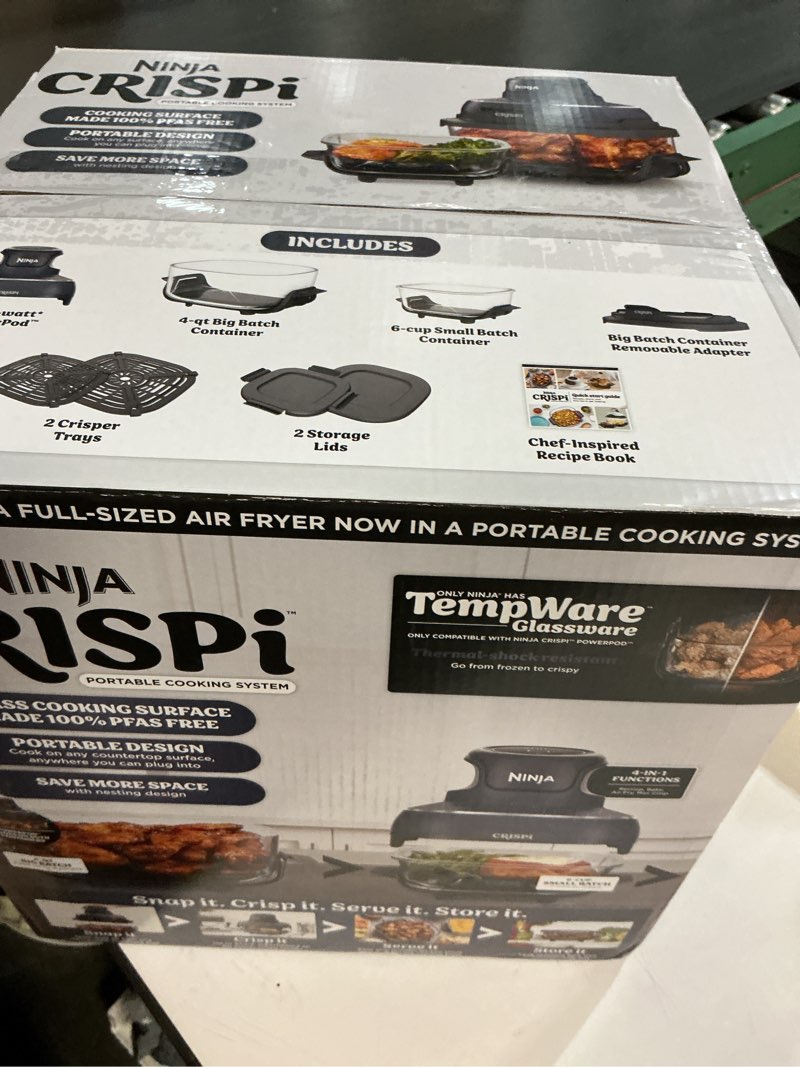 Condition photo showing Good Condition for Ninja Crispi 4-in-1 Glass Air Fryer | 450°F | Non-Toxic | 4QT & 6-Cup Glass Containers w/Lids | Microwave, Freezer, Dishwasher Safe | Max Crisp, Air Fry, Bake, Recrisp | Cyberspace Gray, FN101GY Cyberspace Gray 4 QT
