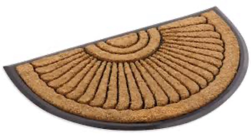 kempf half round sun ray inlaid coir doormat, 18" x 30", natural fiber indoor/outdoor welcome mat with durable non-slip backing for front door entrances