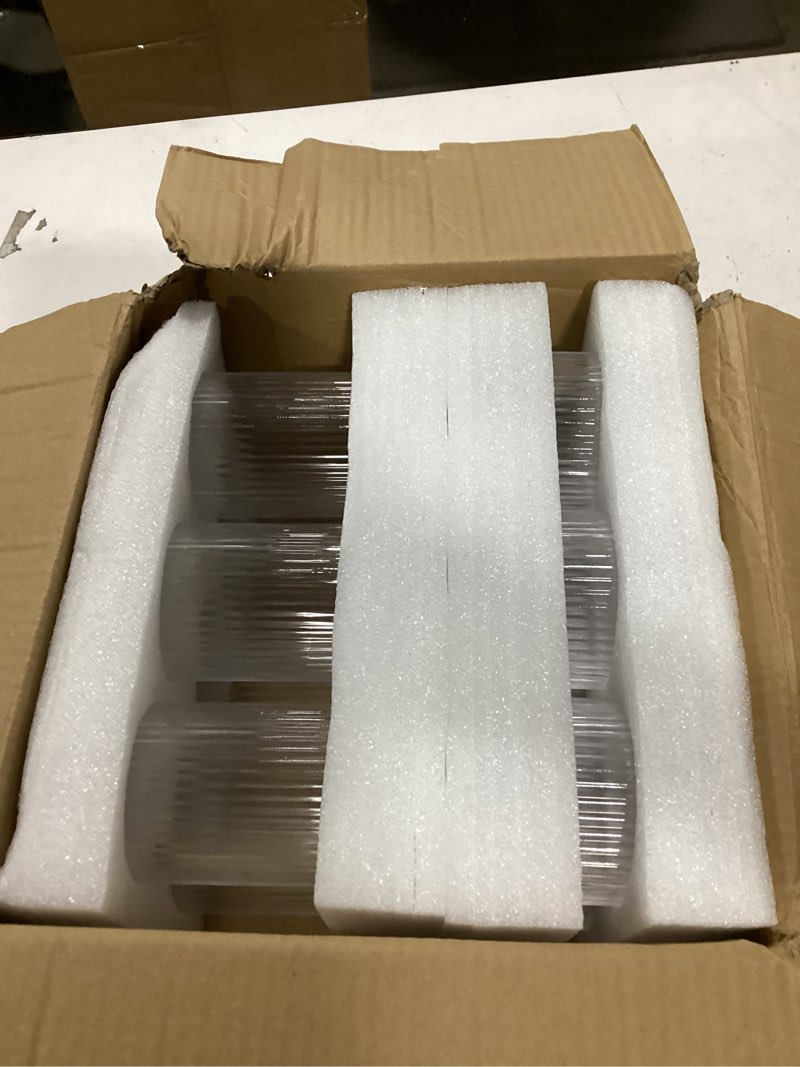 Condition photo showing Good Condition for ribbed drinking glasses 12pcs, 12oz and 10oz glassware, tumbler glasses cup set for wedding, party, christmas gift, clear 12pcs- clear